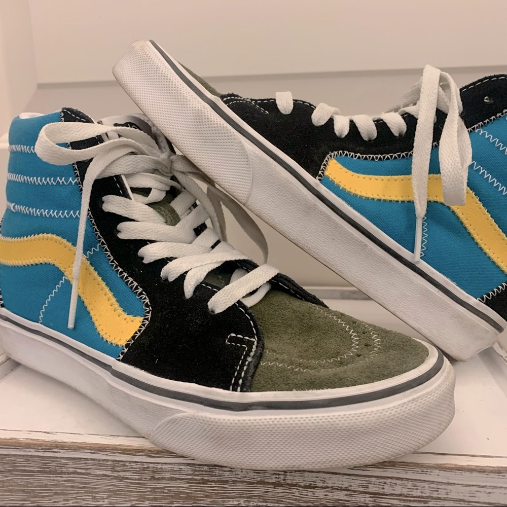 Vans Black, Blue, Yellow, and Green Sneakers